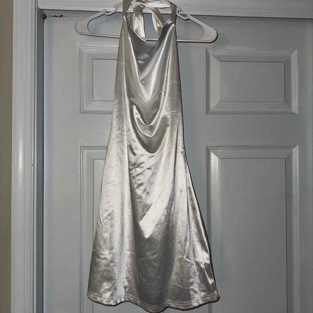 Silver Halter Neck Dress
